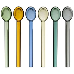Boite de 6 agitateurs a cocktail en verre multicolore l15cm - Colorea