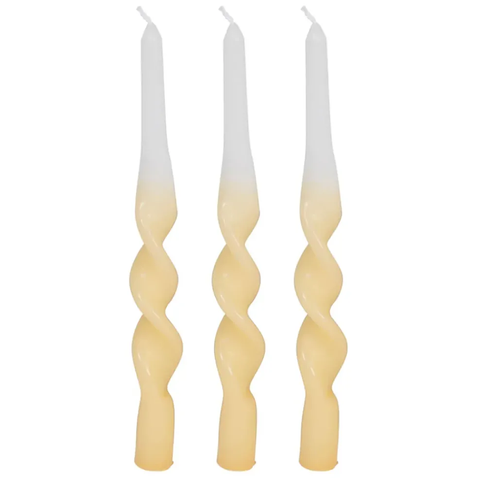 Boite de 3 bougies chandelle jaune 50g - Torsade