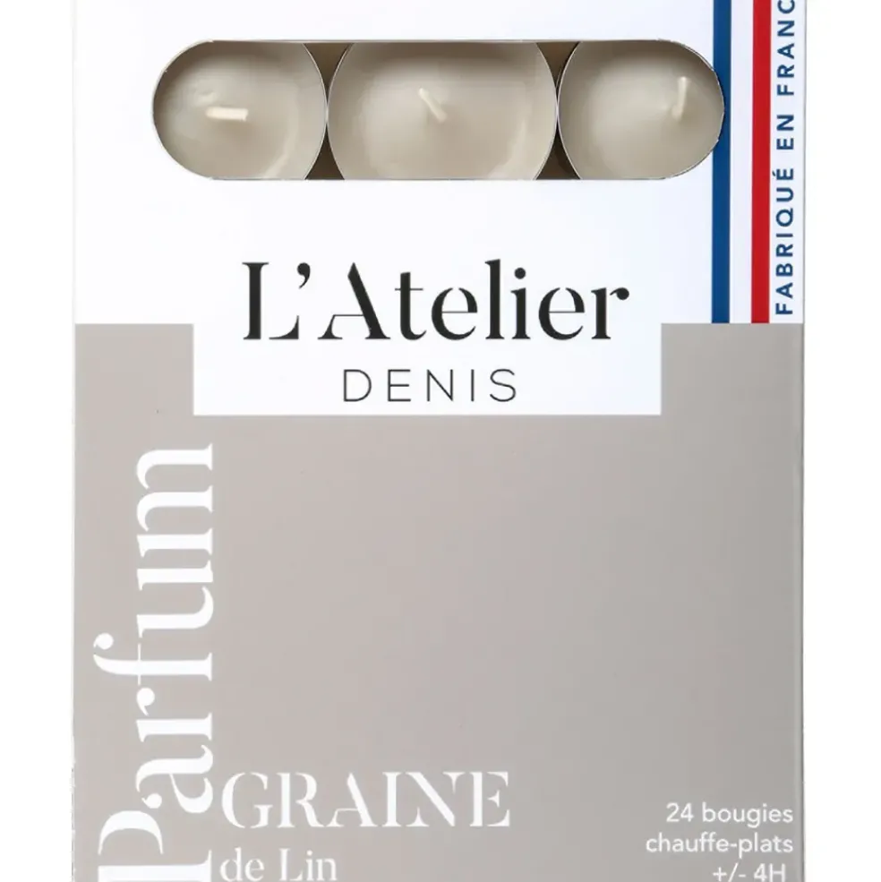 Boite de 24 bougies chauffe-plats parfumés graine de lin - gris