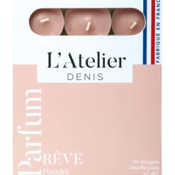 Boite de 24 bougies chauffe-plats parfumés reve poudrée - rose
