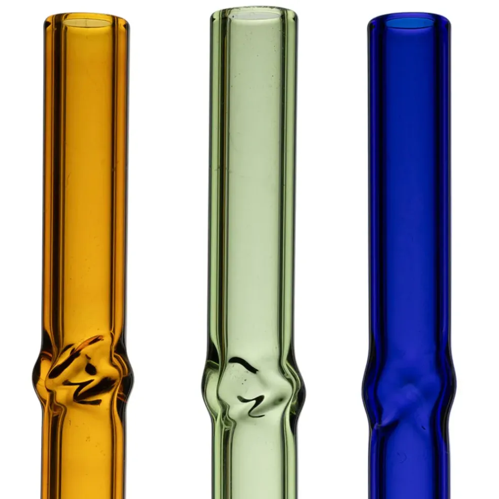 Boite de 6 pailles torsadée en verre multicolore l12cm - Colorea