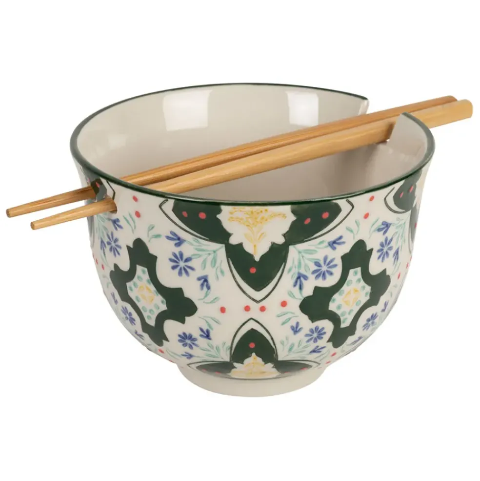 Bol baguette en grès et bambou vert d13cm - Azulejo