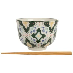 Bol baguette en grès et bambou vert d13cm - Azulejo