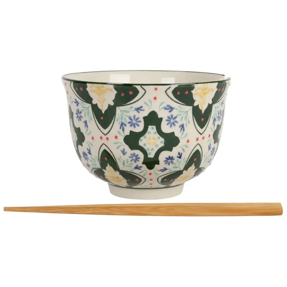 Bol baguette en grès et bambou vert d13cm - Azulejo