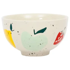 Bol en grès moucheté blanc et pomme multicolore 35cl - Les Fruits