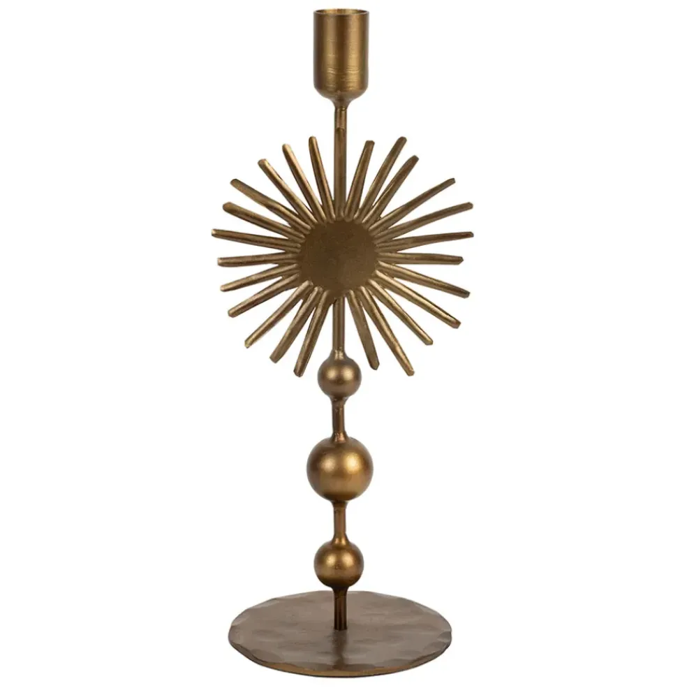 Bougeoir en fer mordoré h30cm - Soleil