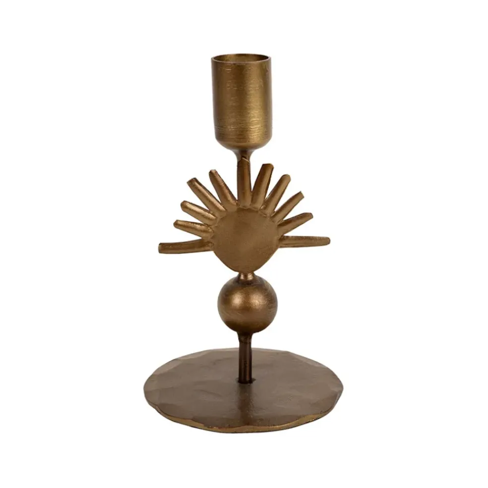 Bougeoir en fer mordoré h15cm - Soleil