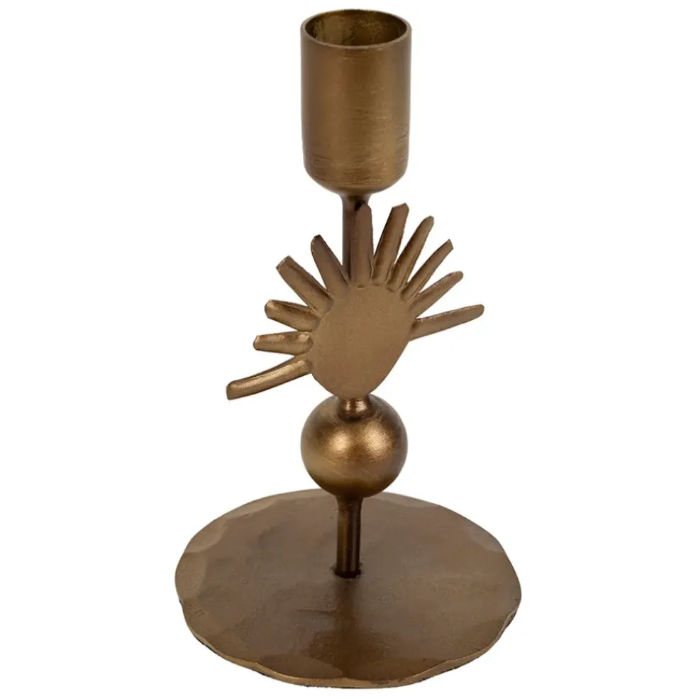 Bougeoir en fer mordoré h15cm - Soleil