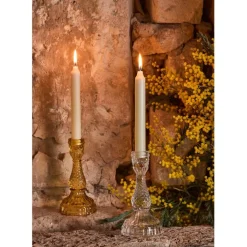 Bougeoir en verre ambre h17cm - Ceresse