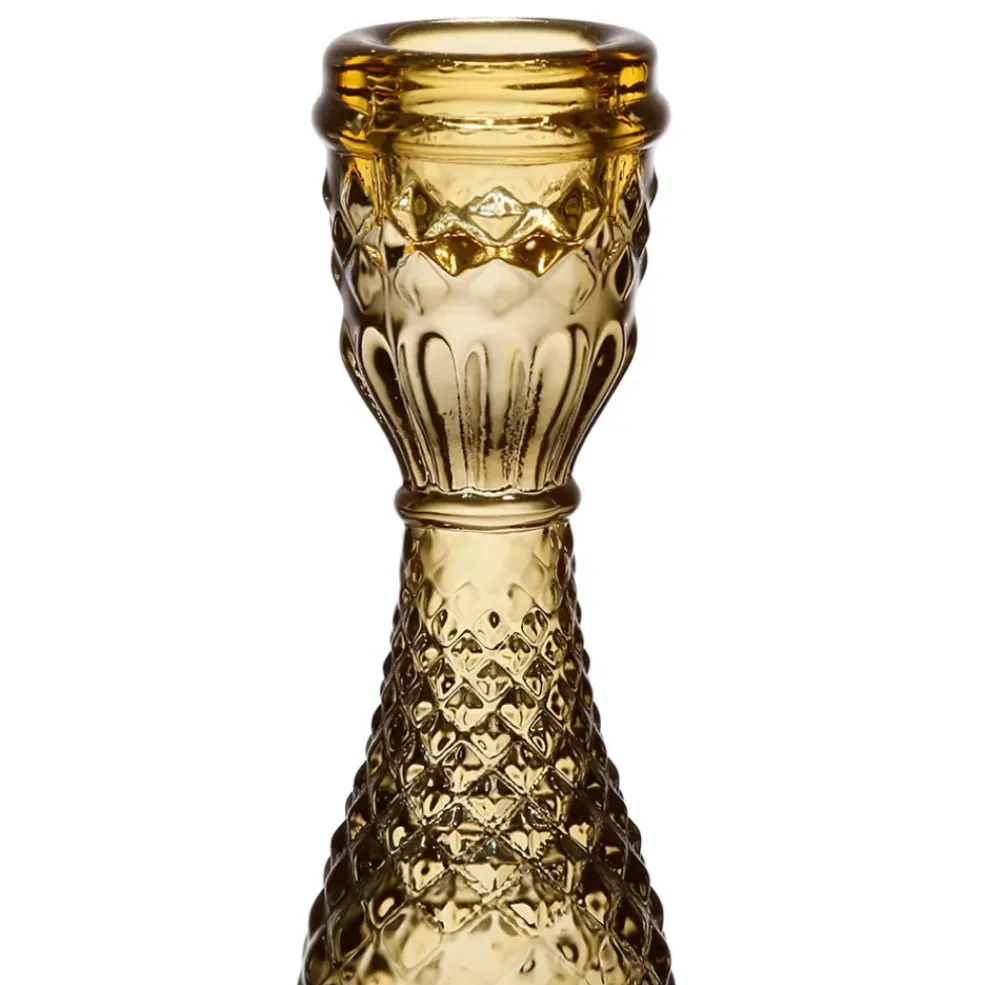 Bougeoir en verre ambre h17cm - Ceresse