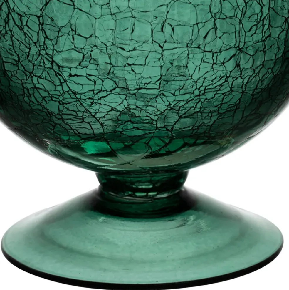 Bougeoir en verre émeraude h15.6cm - Oanez