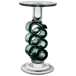 Bougeoir en verre émeraude h23.5cm - Sablon