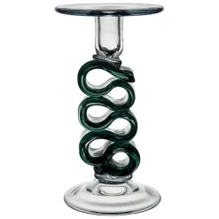 Bougeoir en verre émeraude h23.5cm - Sablon