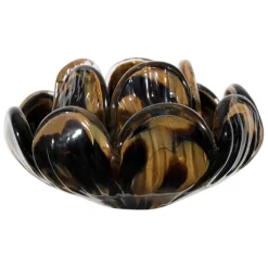 Bougeoir en verre noir et camel h6cm - Camélia