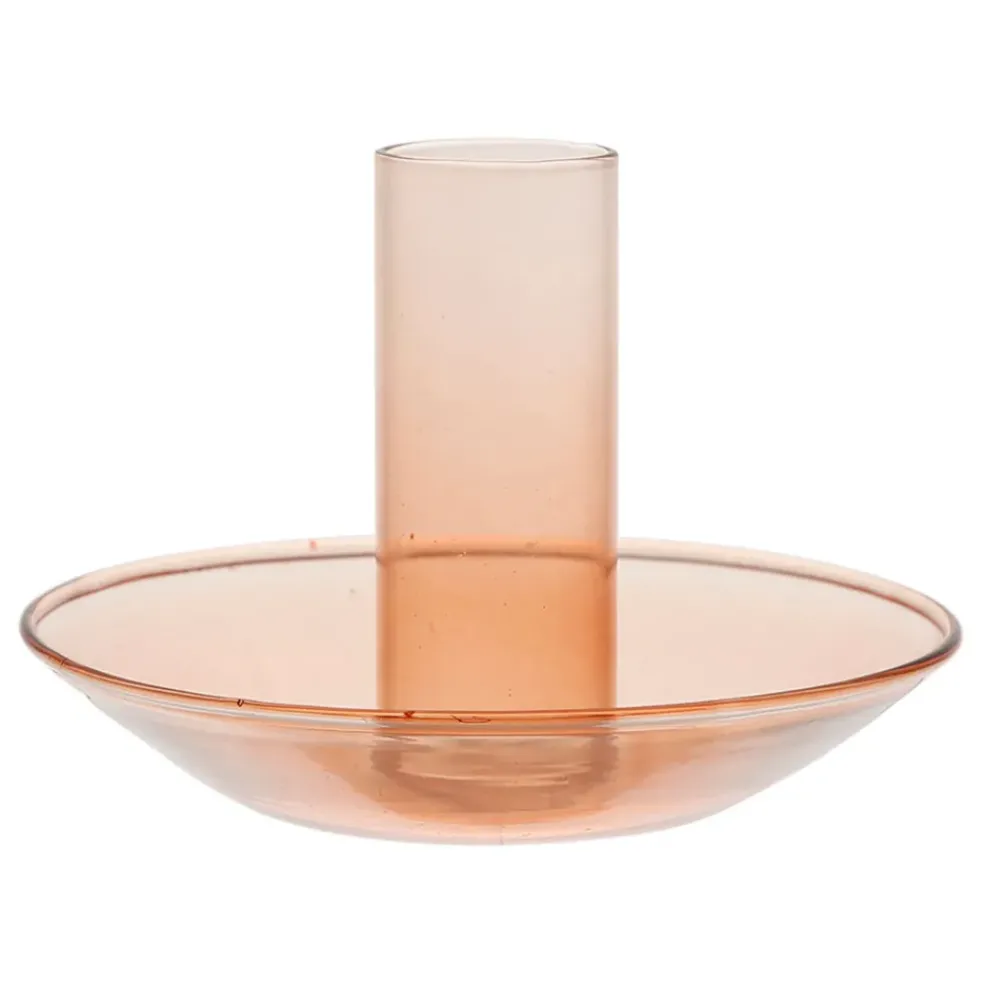 Bougeoir en verre terracotta d10xh8cm - Funny