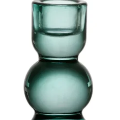 Bougeoir en verre vert d'eau h10cm - Alphe