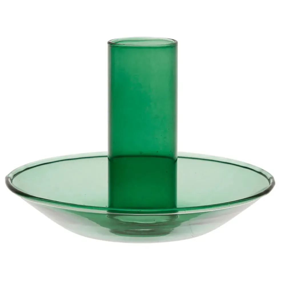 Bougeoir en verre vert d10xh8cm - Funny