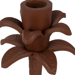 Bougeoir palmier en aluminium terracotta h19cm - Tropic Etoil