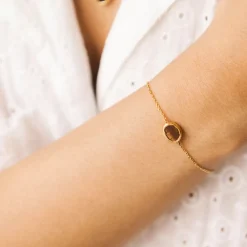 Bougie Bijou Bracelet Or pierre Oreil du tigre lavande boisé 50h