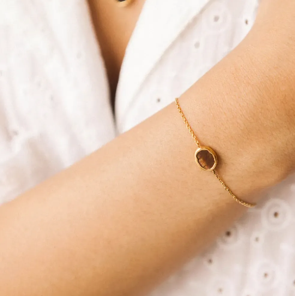Bougie Bijou Bracelet Or pierre Oreil du tigre lavande boisé 50h