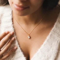 Bougie Bijou Collier Or pierre Nacre lavande boisé 50h