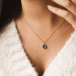 Bougie Bijou Collier Or pierre Lazurite lavande boisé 50h