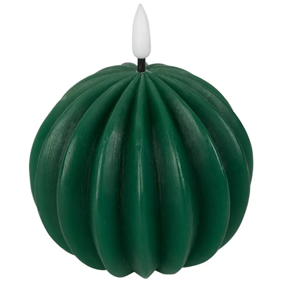 Bougie led boule vert sapin h12cm