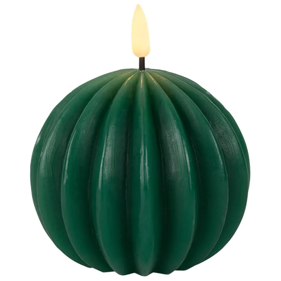 Bougie led boule vert sapin h12cm