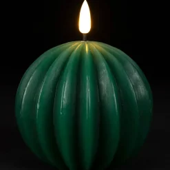 Bougie led boule vert sapin h12cm