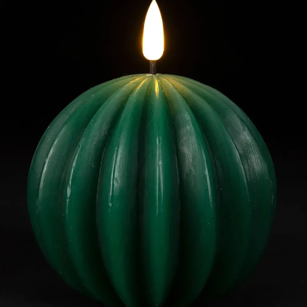 Bougie led boule vert sapin h12cm