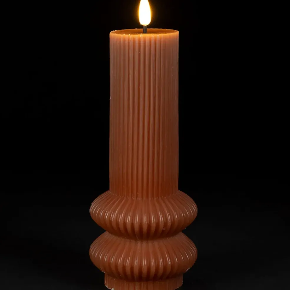 Bougie led pilier terracotta h21cm