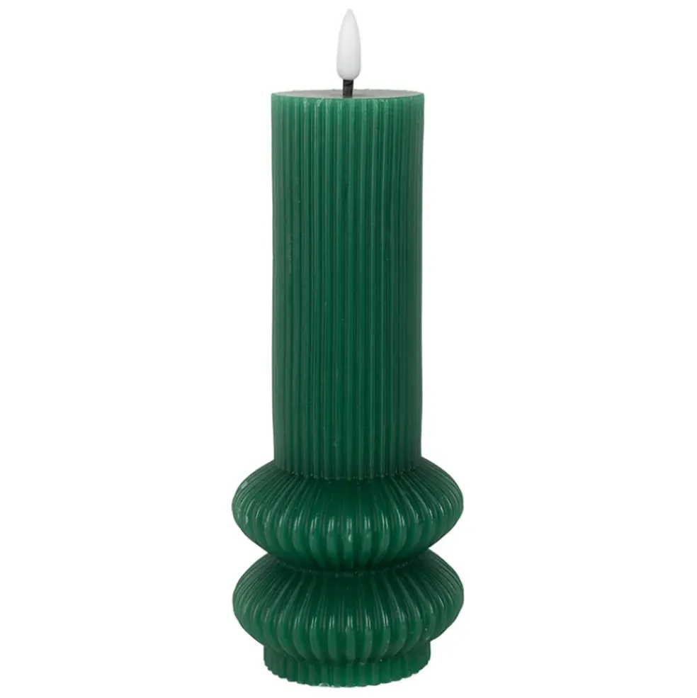 Bougie led pilier vert sapin h21cm