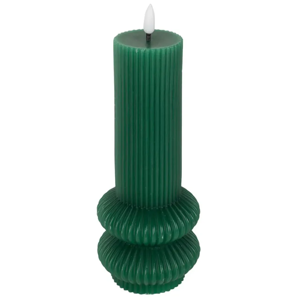 Bougie led pilier vert sapin h21cm