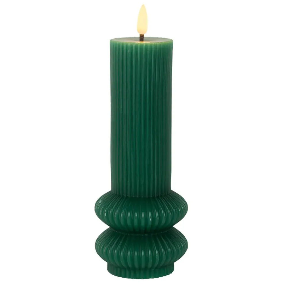 Bougie led pilier vert sapin h21cm