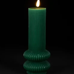 Bougie led pilier vert sapin h21cm
