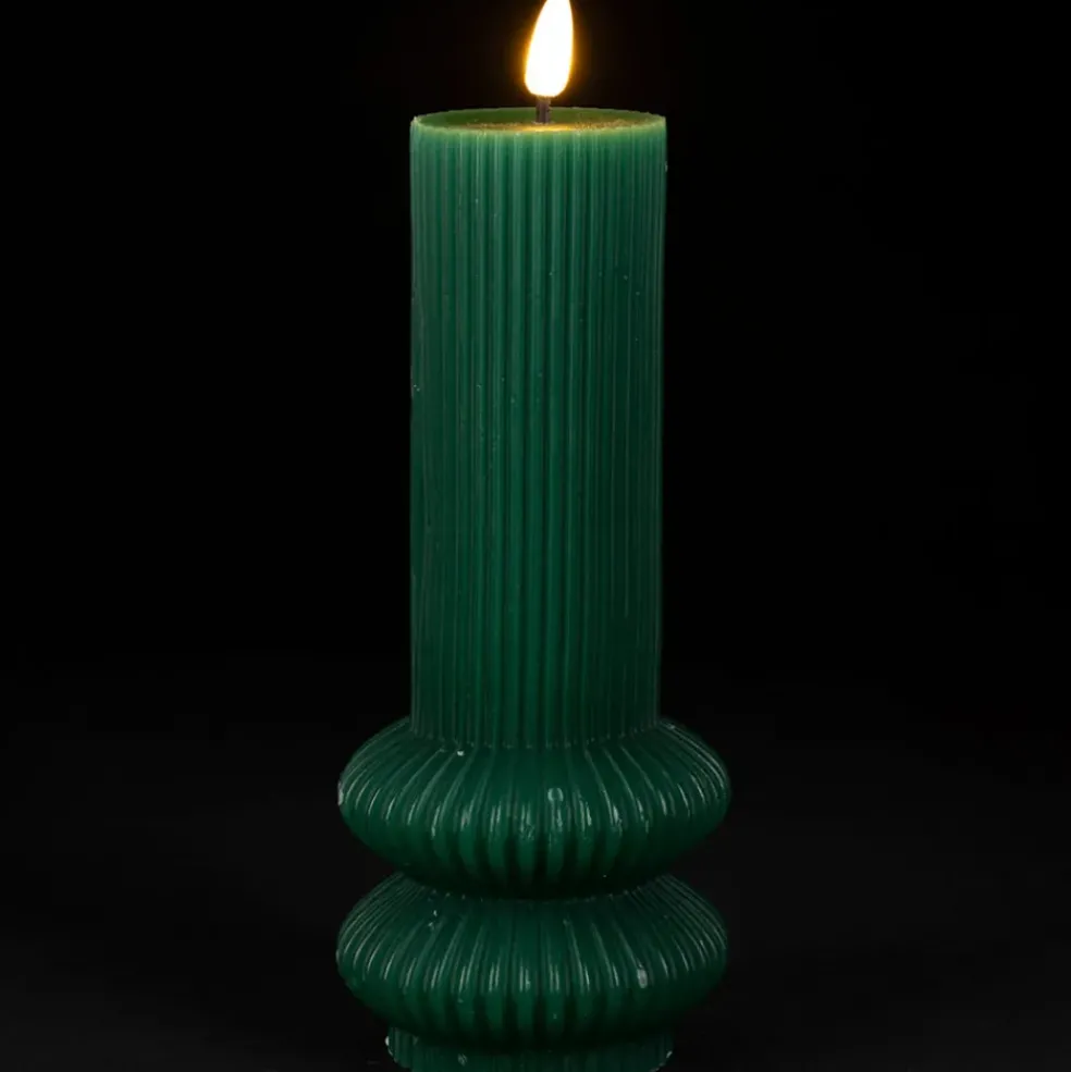 Bougie led pilier vert sapin h21cm