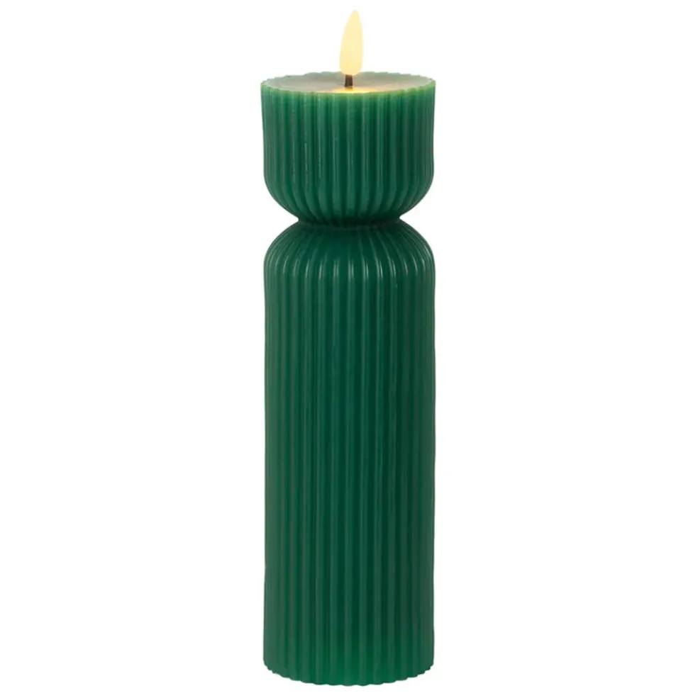 Bougie led pilier vert sapin h24.5cm