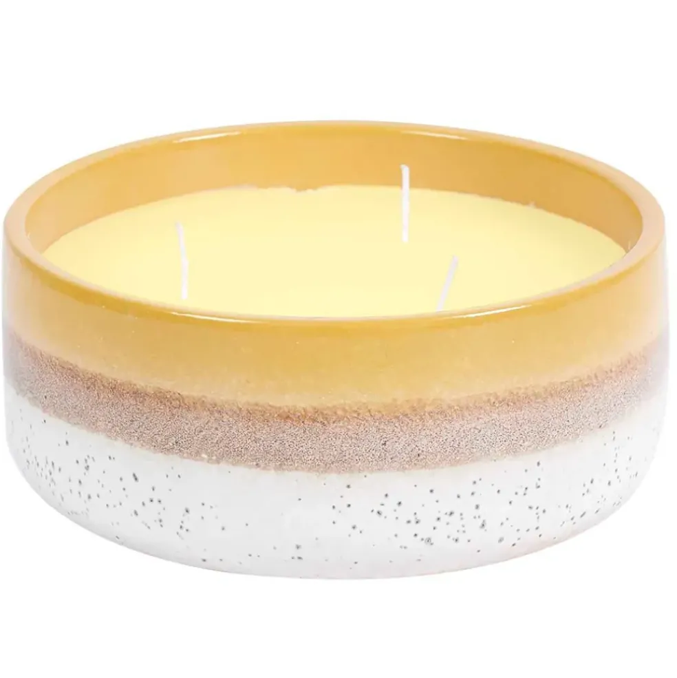Bougie parfumée citronnelle pot en céramique jaune