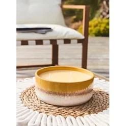 Bougie parfumée citronnelle pot en céramique jaune