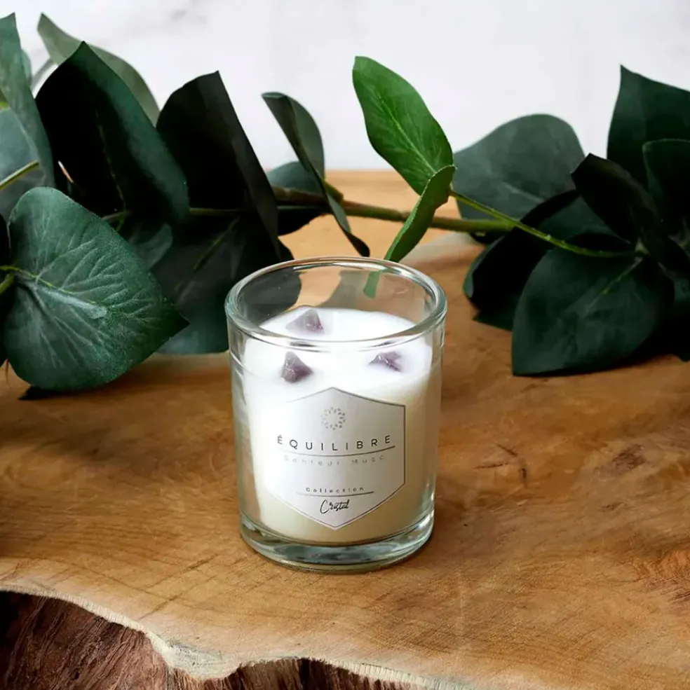 Bougie parfumée Jasmin avec pierre 12h