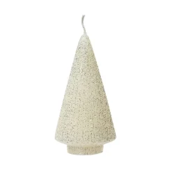 Bougie sapin blanc paillettes h17cm