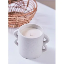 Bougie senteur flora en grès blanc cassé