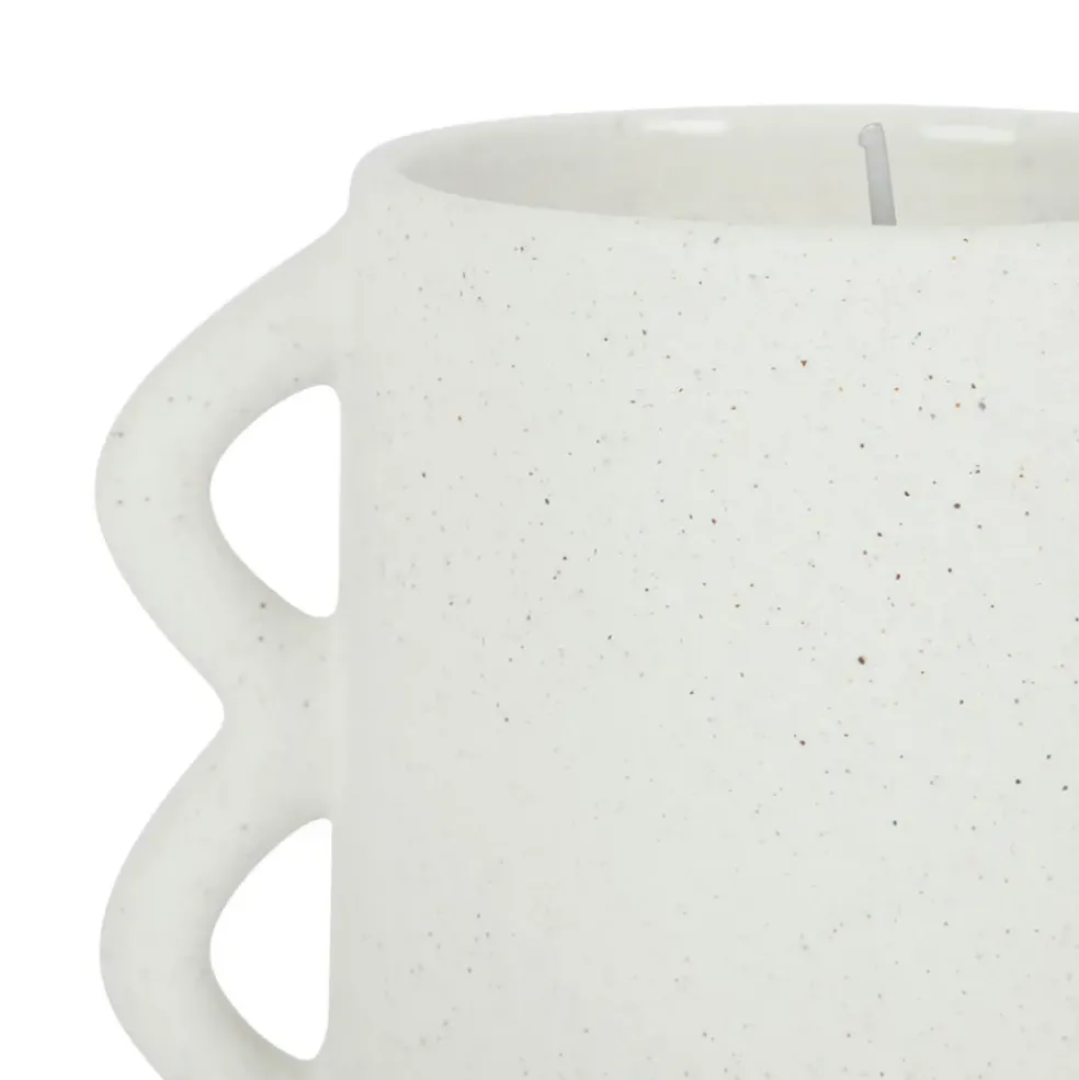 Bougie senteur flora en grès blanc cassé