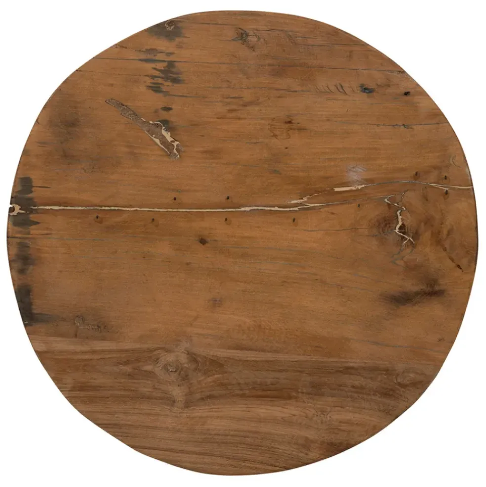 Bout de canapé rond en bois recyclé naturel d34cm - Campagne