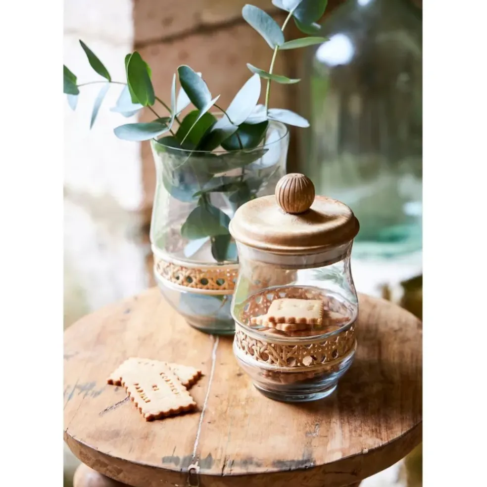 Bout de canapé rond en bois recyclé naturel d34cm - Campagne