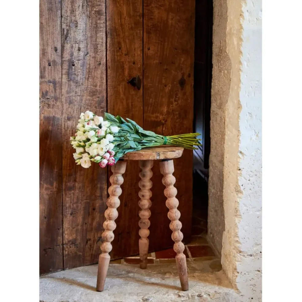 Bout de canapé rond en bois recyclé naturel d34cm - Campagne