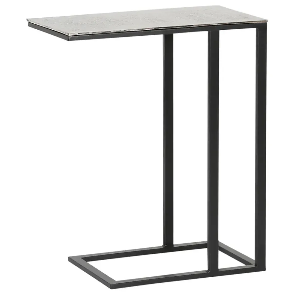 Bout de canape en aluminium et fer argenté - Felia