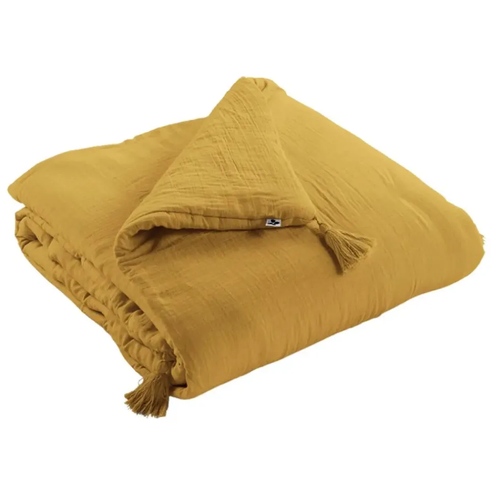 Bout de lit safran en gaze de coton 90x200cm - Gaia