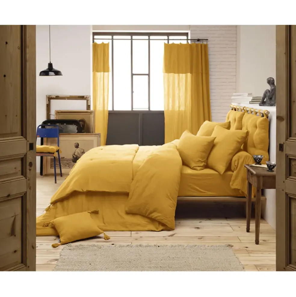 Bout de lit safran en gaze de coton 90x200cm - Gaia