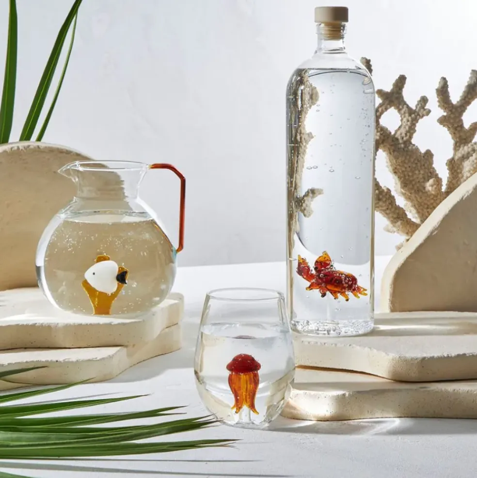 Bouteille crabe en verre borosilicate 1.5l - Océan
